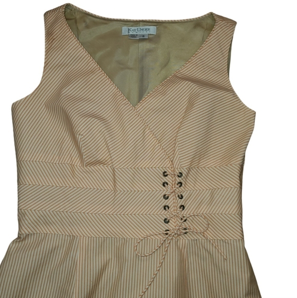 Kay Unger Dress. Size 6  Orange and Ivory. Small Stripe Detailing. - Picture 2 of 9